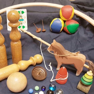Holzspielzeug, Murmeln, Jonglierbälle