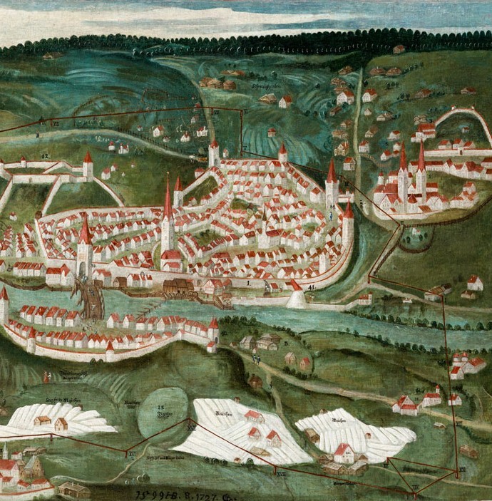 Historisches Gemälde von Kempten zeigt geteilte Stadt