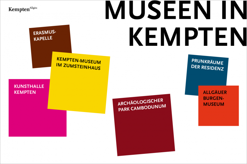 Museen in Kempten: Erasmuskapelle, Kunsthalle, Kempten-Museum, Archäologischer Park Cambodunum, Prunkräume der Residenz, Allgäuer Burgenmuseum