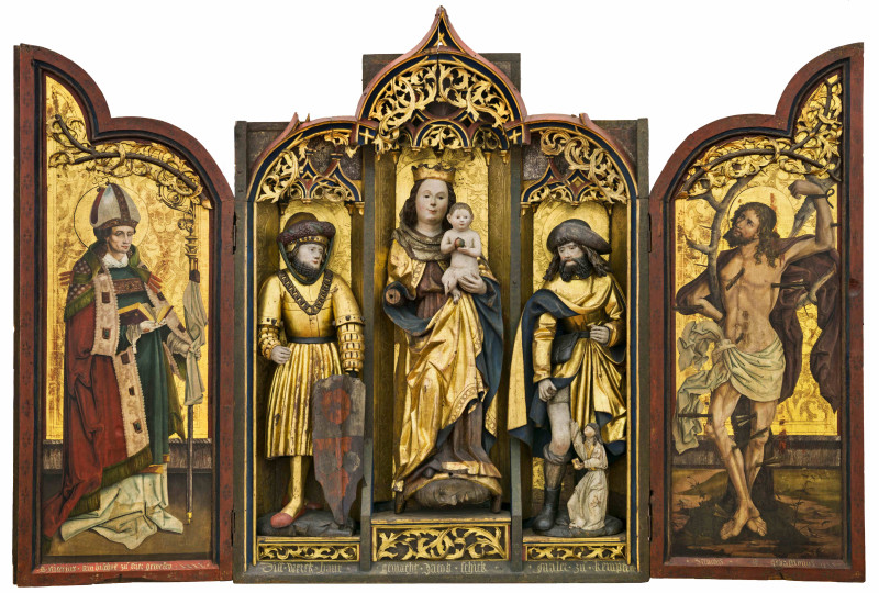 Dreiteiliges Altarbild mit viel Golddekor